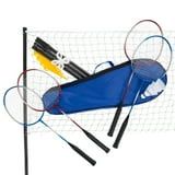 Complete Badminton Set – 4 Rackets, 3 Birdies, Regulation Net with Poles & Carry Bag | Outdoor Backyard Family Game Set