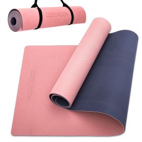 COOLMOON 1/4 Inch Extra Thick Yoga Mat Double-Sided Non Slip,Yoga Mat For Women and Men,Fitness Mats With Carrying Strap,Eco Friendly TPE Yoga Mat