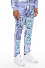 Weiv Paisley Bandana Print Track Pants (Color: Lavender, size: 3XL)