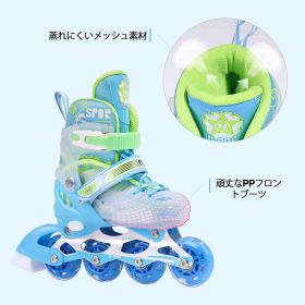 Roller Blades Adjustable for Small Youth Girls Boys with LED Light Up Wheels;  Upgrade  Outdoor Kids Inline Skates (Color: Blue, size: M)